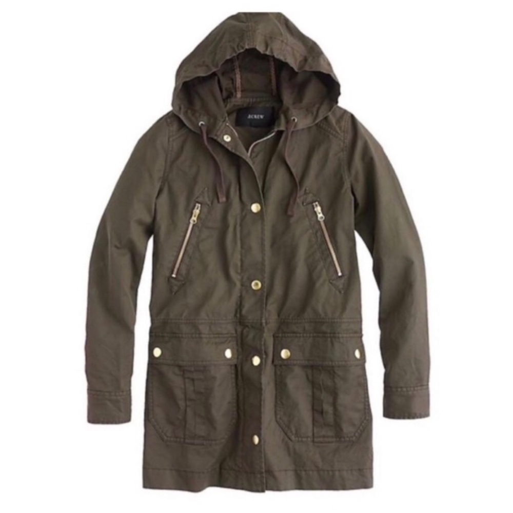 J.Crew Coated Cotton Canvas Long Field Jacket
